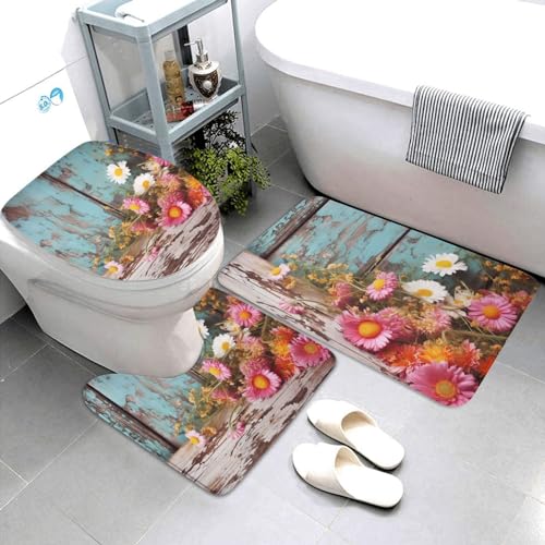Tapis de bain absorbants et antidérapants en U pour un sol sec devant les WC - 3