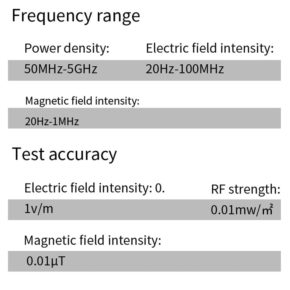 Miernik pola elektromagnetycznego 5 w 1, natężenia pola RF, pola elektrycznego i magnetycznego, monitorowania temperatury i wilgotności, z możliwością ładowania, dla (Bianco)