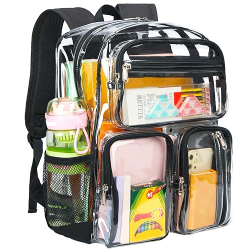 Vorspack Clear Backpack for School, Large Bookbag for Girls Boys, Black