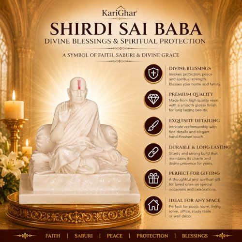 Image of KariGhar Swami Samarth Idol Multicolor Resin Figurine Perfect for Car Dashboard, Office and House Warming 2.5 inch