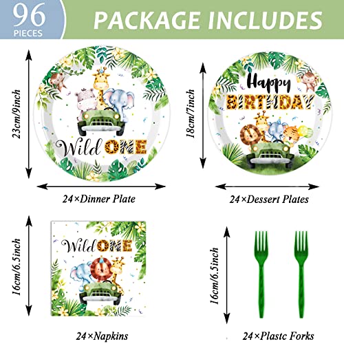 Wiooffen Wild One Birthday Party Paper Plates And Napkins Supplies For 24 Guests Disposable Safari Jungle First Birthday Tableware Decorations For Jungle Animal Birthday Baby Shower #TOP1