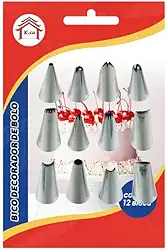 Kit Bico de Confeitar 12 Peças Aço Inox Decoração Bolo Cupcake Doces Biscoito Confeitaria
