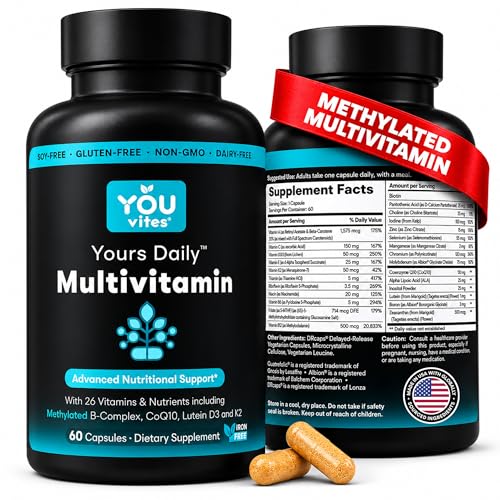 Image of Methylated Multivitamin for Men and Women, Methyl Multi Without Iron - 60 Capsules, MTHFR Supplement with Methyl B12, Methylfolate (5-MTHF), CoQ10 for Energy, Heart and Mood Support