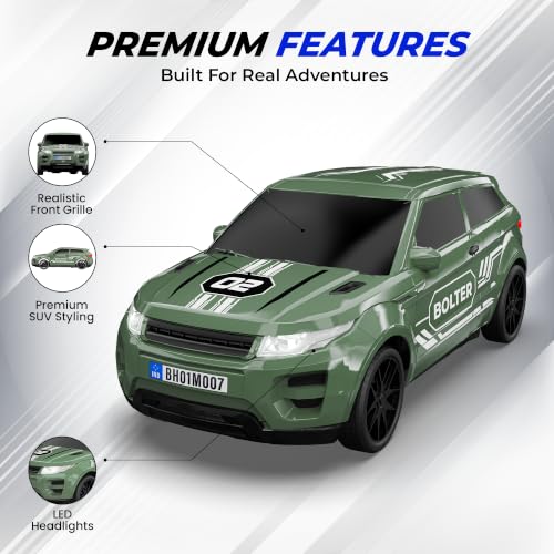 Image of Mirana Bolter SUV Remote Control RC Car for Kids | 1:24 Scale Racing Toy | with 1.5X Turbo Boost, LED Lights & Anti Skid Tyres | USB Type-C Rechargeable | Gift for Boys & Girls 4+ Years, Green