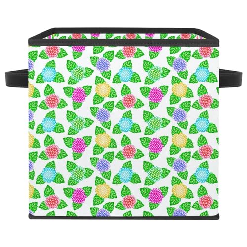 Cube de rangement pliable fleuri violet et jaune avec poignées solides