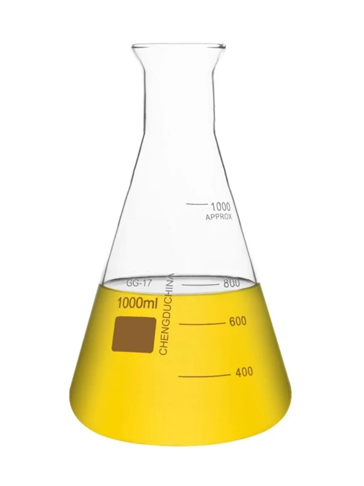 Matraz Erlenmeyer de vidrio de laboratorio de 50 ml a 2000 ml, recipiente cónico for experimentos de laboratorio, matraz triangular de boca ancha.(2000ml)