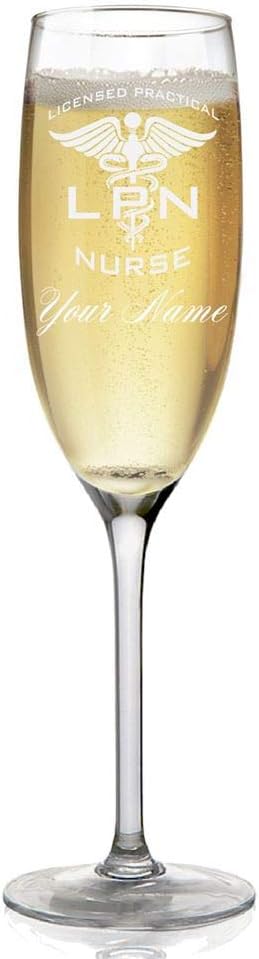 Champagne Glass, LPN Licensed Practical Nurse, Personalized Engraving Included