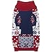 Blueberry Pet Ugly Christmas Reindeer Dog Sweater Turtleneck Holiday Family Matching Clothes for Dog, Tango Red & Navy Blue, Back Length 10