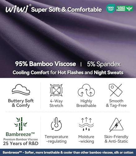 Image of WiWi Viscose from Bamboo Women's Pajamas Set Super Soft Button Down Top and Pants Sleepwear Cooling Pjs S-3X