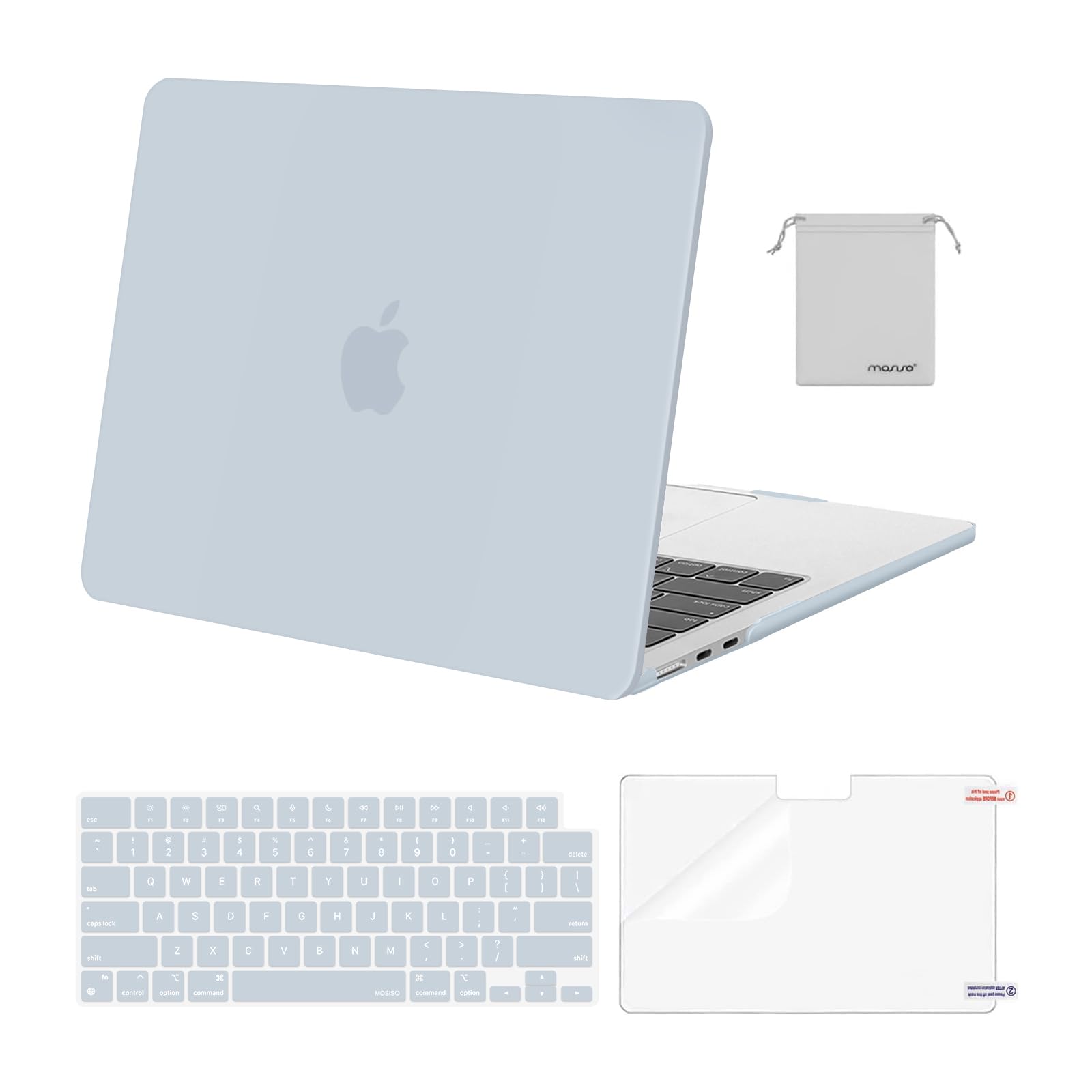 MOSISO Compatible with MacBook Air 13 inch Case M5 2026 M4 2025 M3 M2 2024-2022 A3449 A3240 A3113 A2681,Hard Shell&Keyboard Cover&Screen Film&Pouch for MacBook Air 13.6 inch Case, Crystal Clear — view 16