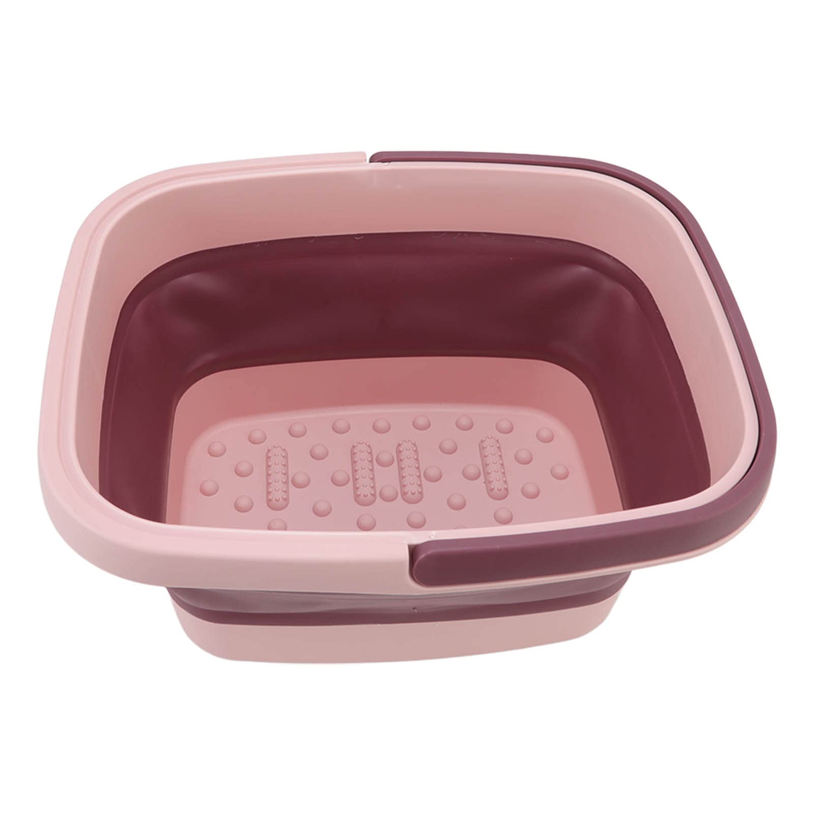 Cubo de masaje plegable de silicona para el hogar y los viajes, cuenca de spa portátil para la relajación (rosa)