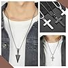 ZENGSING 2 pcs Mens Necklaces Set Men's Cross Necklace Arrowhead Pendant Necklaces Stainless Steel Cross Necklace 60cm Silver/Black Jewellery Birthday Thanksgiving Day Gifts for Men Teen (Silver) #3