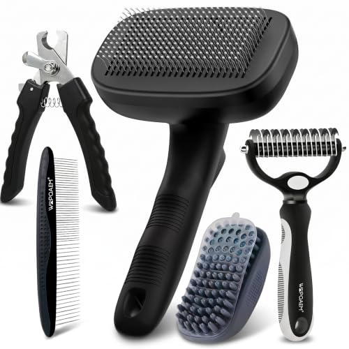 Image of Self Cleaning Slicker Brush for Dog Shedding & Deshedding Grooming | Fluff & Detangle Short Long Hair, Ideal for Dogs & Cats Heavy Dense Wavy Curly Coats to Easily Prevent Severe Matting at Home