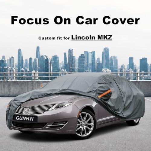 Image of GUNHYI Premium Car Cover Custom Fit Lincoln MKZ, 16 Layers Heavy Duty Car Cover Waterproof All Weather with Zipper Door for Sun Rain Snow Dust Uv Protection