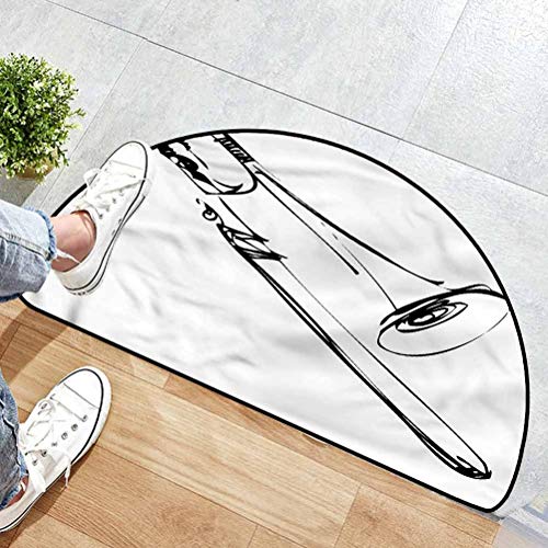 Trombone Luxury Half-Round Carpets Ergonomical Brass Musical Instrument 44\" L x 22\" W