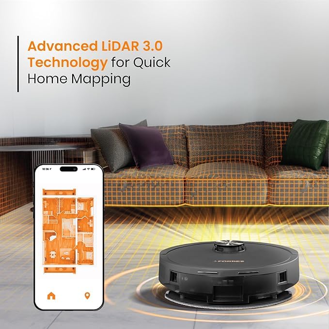 Image of Vacuum Cleaner, Black, LiDAR Navigation 3.0, Auto Dust Disposal, 4L Bag, App Control, Battery Powered (Turbo 7000Pa Suction Home Mapping)
