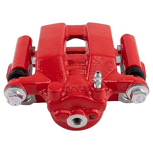 Image of TRQ Rear Right Brake Caliper w /Bracket Performance Red Passenger Side