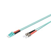 DIGITUS DK-2531-01, 3 – Cavo In Fibra Ottica OM3 – 1 m – da LC a ST – Duplex – 1, 10, 40, 100 Gbit, s – Cavo LAN In Fibra Ottica Multimodale MM – Tipo Di Fibra: 50, 125 µ – Turchese (Aqua)