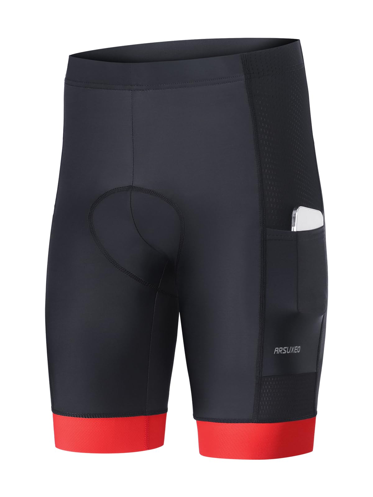 ARSUXEO 4D Padded Bike Shorts for Men Cycling Shorts with Phone Pockets Bicycle Biking Shorts