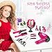 Girls Beauty Salon Set Pretend Play Hair Stylist Toy Kit with Barber Apron, Hair Dryer, Curling Iron, Mirror, Scissors and Styling Accessories