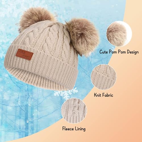 ACTLATI Kids Winter Hat Scarf Gloves Set Knitted Hat Neck Warmer with Cute Pom Pom for 1-6 Years Children Boys Girls4
