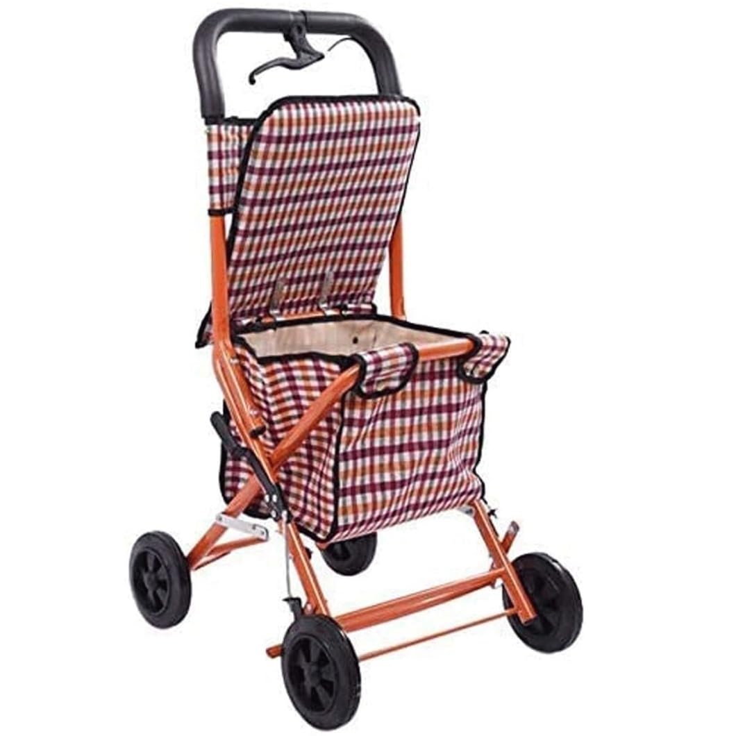 Generico Carrello per la Spesa Portatile, Carrello per la Spesa Leggero a 4 Ruote per Anziani, deambulatore Pieghevole con Seduta, Borsa portaoggetti e Freni, Carrello per la Spesa Leggero, Borsa per