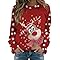 Générique Pull de Noël Femme Pull Moche Rigolo Imprimé Renne Bonhomme de Neige Sweatshirt Manches Longues Pulls de Noël Femme