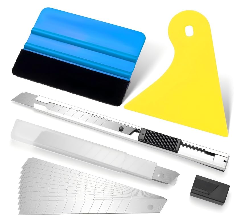 Car Window Tint Kit, 13 Pcs Vinyl Wrap Tool Kit, Wallpaper Tools | Vinyl felt squeegee, window film tint kit, peel and stick wallpaper kit smoothing tool, privacy film tint installation kit