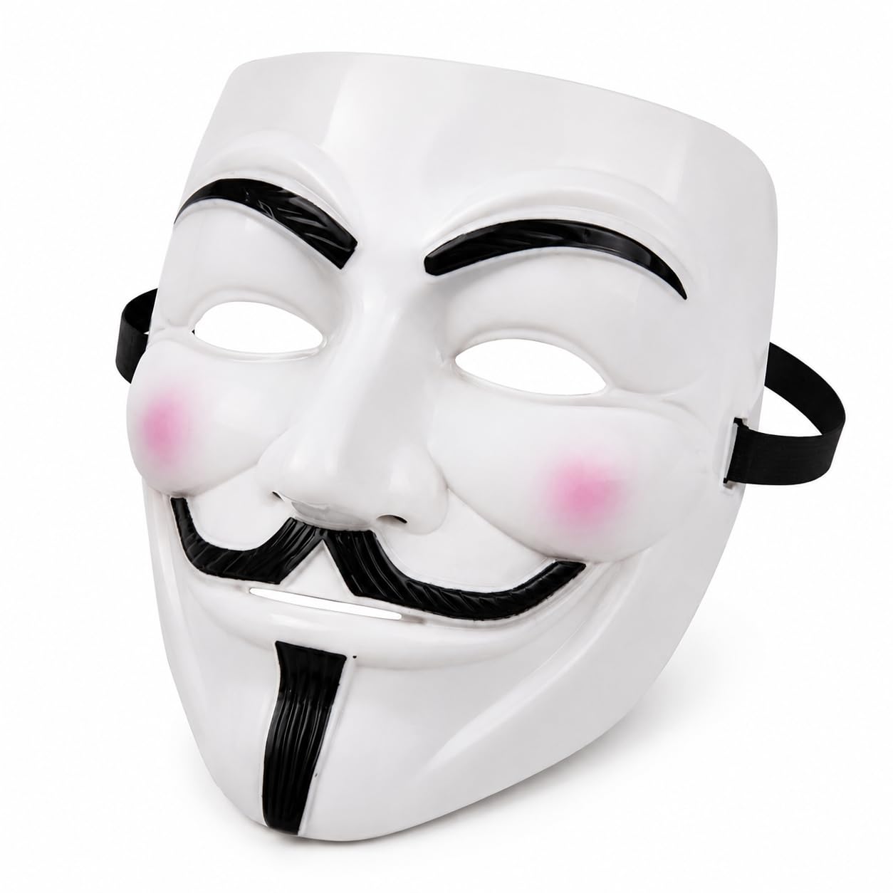 Quickdraw 10 x Guy Fawkes Vendetta Masks for Adults and Older Children - White Anonymous Hacker Masks for Halloween Fancy Dress, Costume Parties and Protests - Multipacks (10)