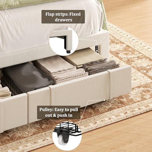 King-Bed-Frame-with-Storage-Drawers-Upholstered-King-Size-Platform-Bed-with-47-Tall-Headboard-and-Wingboard-No-Box-Spring-Needed-NO-Noise-Easy-Assembly-Wooden-Support-Slats-Beige