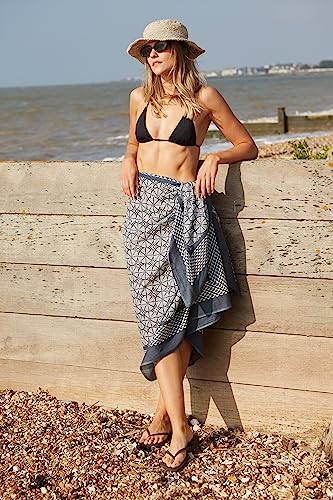 Pareo de playa de algodón estampado a mano falda ligera para tardes de verano 6