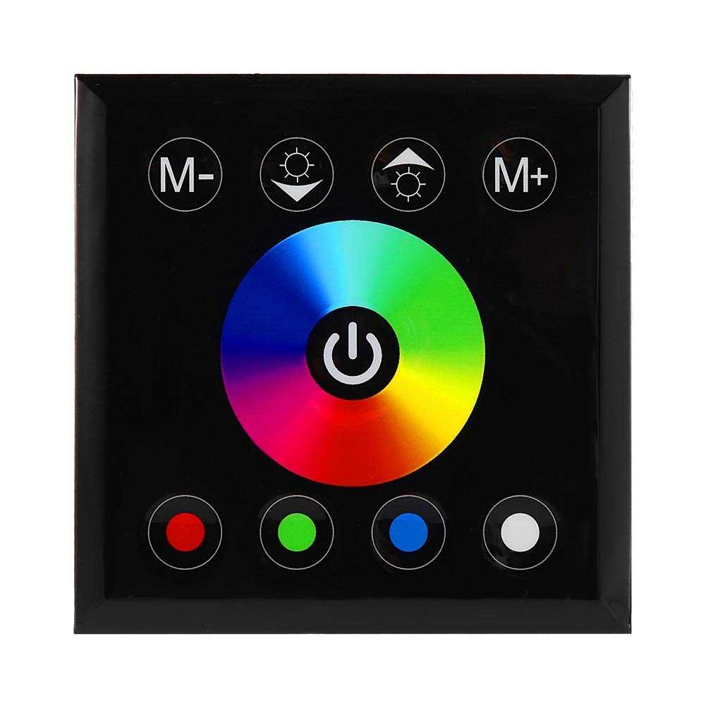 Wall Mounted Controller Dimmer Switch for LED Strip Light, Colorful RGBW LED Touch Panel Touch Panel Controller (Black)