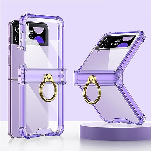 Étui Galaxy Z Flip 4 transparent avec anneau antichoc silicone violet