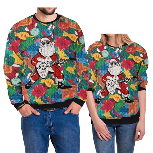 Eciodci Unisex Christmas Ugly Sweatshirt 3D Christmas Tree Xmas Lights Print Pullover Long Sleeve Sweatshirts for Merry Party3