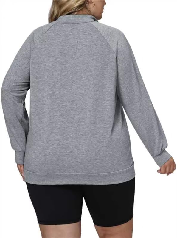 DOLNINE Plus-Size-Sweatshirts for Women Casual Oversized Half Zip Pullover Tops Dressy Long Sleeve Crewneck Blouses Shirts - Image 4