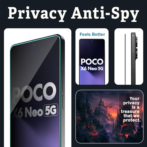 Image of ArmourPro Military Grade Privacy Tempered Glass Screen Protector for Redmi Note 13 Pro Plus, Note 13 Pro and Poco X6 Neo (6.67 Inch) With Installation Kit | Edge to Edge Coverage | Black