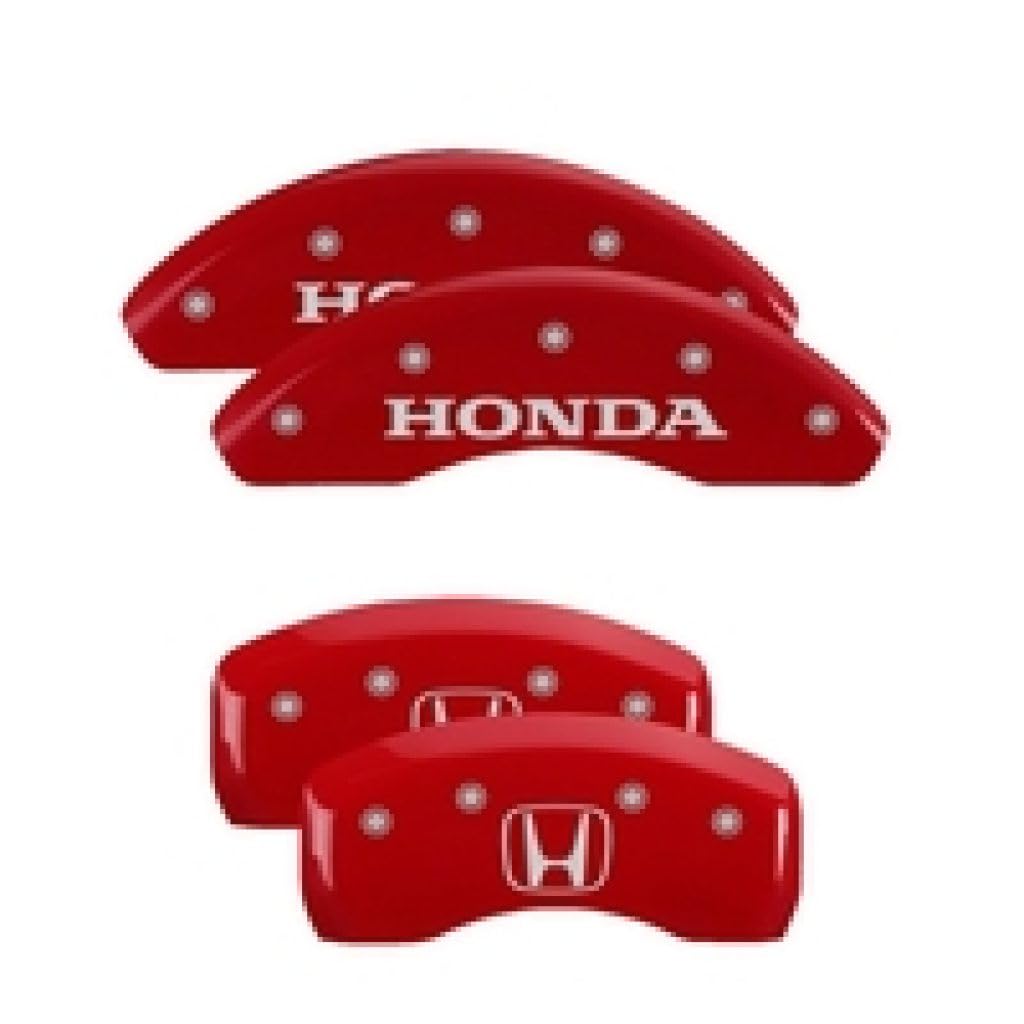 MGP Caliper Covers 20218SCVCRD Red Powder Coat Finish "Honda/Civic2016" Engraved Caliper Cover with Silver Characters, Set of 4