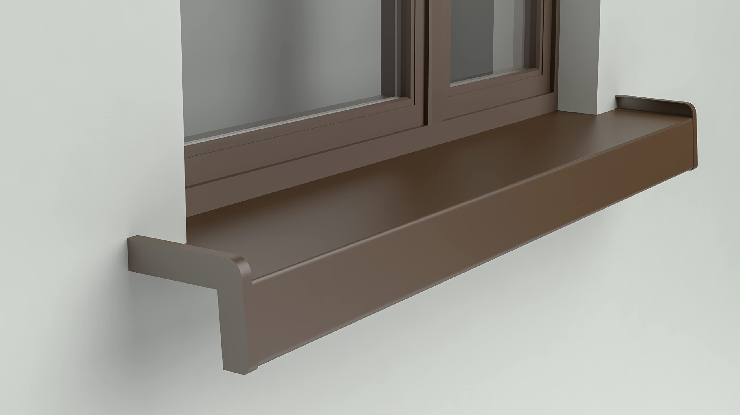 Davanzale in alluminio + verniciato a polvere | 190 cm | bronzo RAL 8017 | profondità 15 cm | resistente alle intemperie | con tappi in alluminio | davanzale esterno per finestre