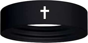 Cross Sport Stretch Headband Sweatband Head Sweat Band Black White Workout Running Christian Jesus Scripture Bible Verse Faith