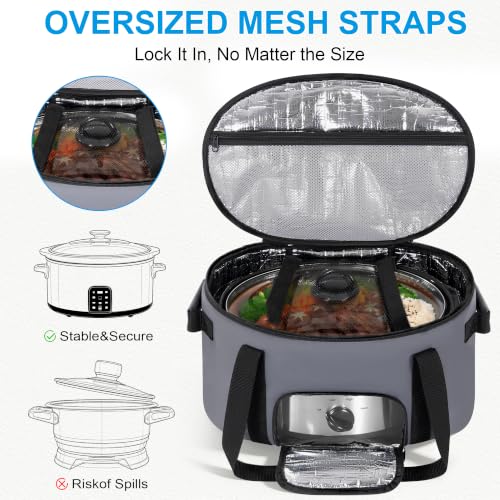 Image of Insulated Slow Cooker Carry Bag for 6-8 Quart CrockPot and Hamilton Beach