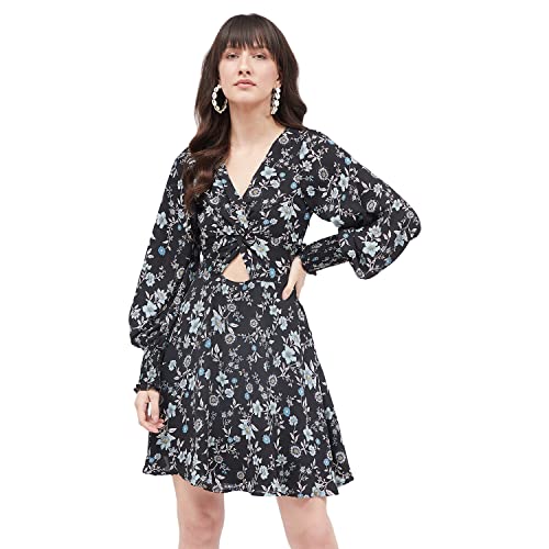 Image of Kibo Women's Floral Fit & Flare Yellow Dress (LVD1006-B)