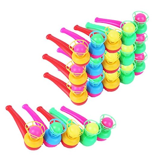 HFBlins Floating Blow Pipe Balls Game Toys, Blowing Pipe Whistles Balls Toys for Kids, Classic Stress Reliever Balance Blowing Toys for Toddler Children and Adults (20 PCS Assorted Color)