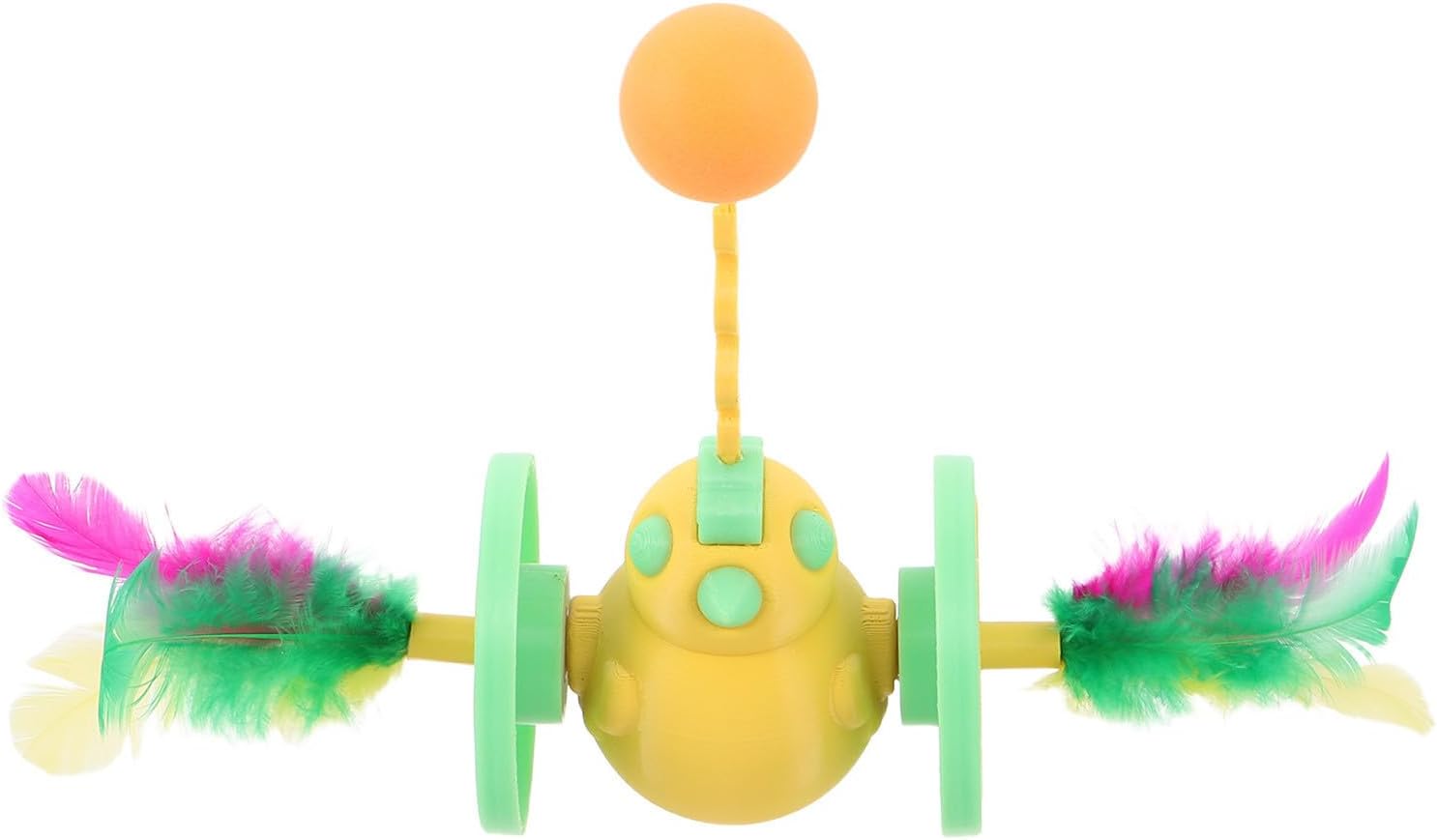 Beaupretty Interactive Cat Balls with Feather Wand for Indoor Cats and Kittens, Portable Plastic Tumbler Shape for Teasing and Exercise During Travel or Outdoor Activities