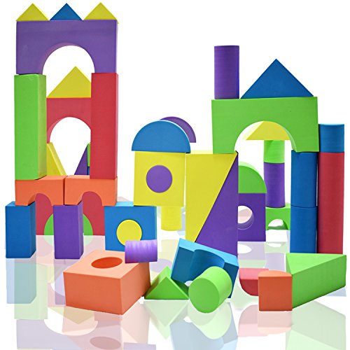 Giant Foam Building Blocks, Building Toy For Girls And Boys, Ideal Blocks Construction Toys For Toddlers, 50 Pieces Different Shapes And Sizes, Waterproof, Bright Colors, Safe, Non Toxic #TOP4