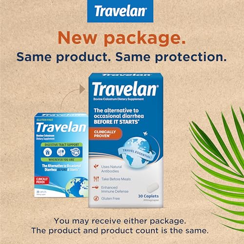 Image of Anti Diarrhea Pills Help Prevent Traveler's Diarrhea Before It Starts 60 Ct | Clinically Proven, Travel Essentials, Drug-Free Colostrum, Natural Digestive and Immune Support Supplement