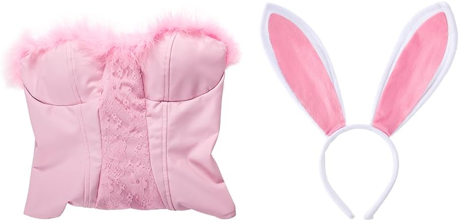 MyheroCos Elle Woods Bunny Cosplay Costume Women Sexy Bunny Pink One Piece Bodysuit Halloween Jumpsuit - Image 7