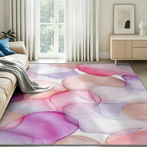 Tapis entrée intérieur abstrait moderne blanc | Paillasson lavable géométrique 90x150cm - 5