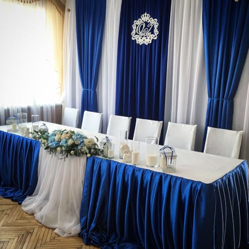 Image of 10 x 7 Feet Royal Blue Backdrop Curtain for Partie, Background Curtains for Photoshoot, Birthday, Wedding, Halloween, Thanksgiving, Christmas, New Year Party Decorations 5Ft x 7Ft, 2 Panels