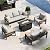 Aoxun Patio Furniture Set, Aluminum Patio Set with Fire Pit Table and 5" Thicken & Washable Cushion, Waterproof Outdoor Furniture, Outdoor Couch Sectional for Backyard (7 Seats/F, Grey)