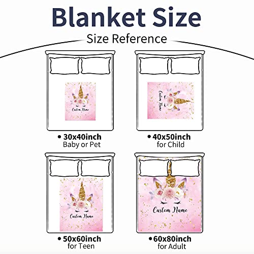 Image of Personalized Horse Blanket with Name for Girl Custom Pink Blanket for Kids